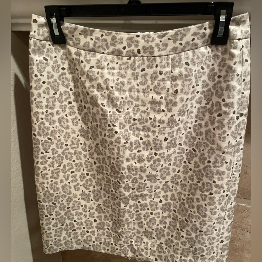 Loft Animal Print Mini Skirt Brown Ivory Cloth Zipper Back Y2k Lined Mobwife 0